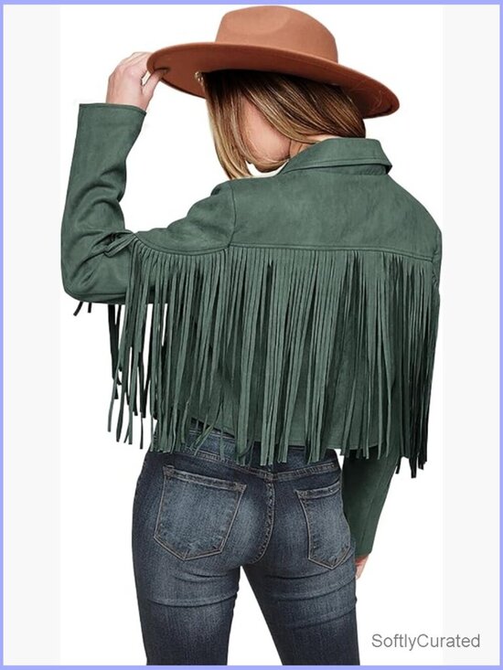 Jackets & Blazers - Fringe Faux Suede Cropped Motorcycle Jacket Coat